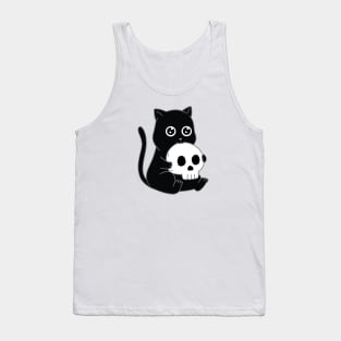 Cat cute and skull Tank Top